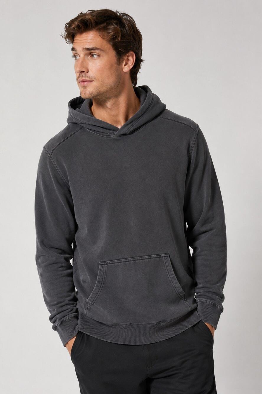 Elwood Core Hoodie Gray Dye Organic Oversized Brushed Terry Sweatshirt Sz XXL